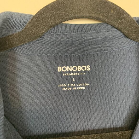 Bonobos Navy Blue Pima Cotton Polo Shirt Size Large - Picture 2 of 5